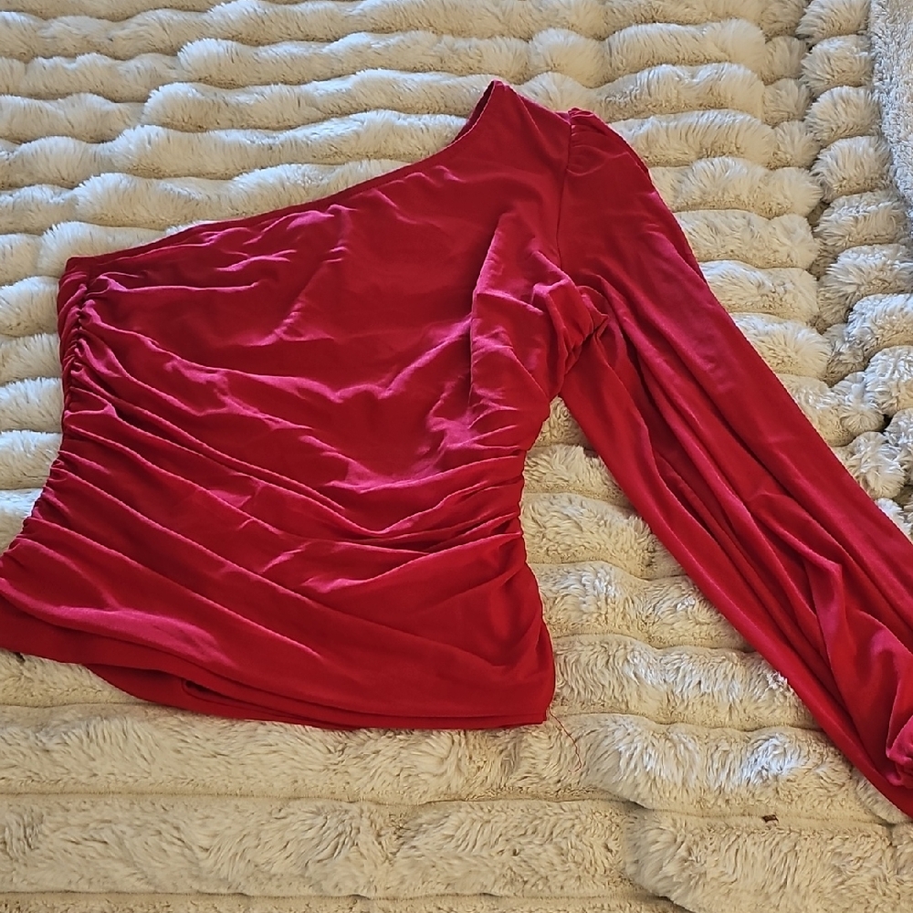 Elegant Red One-Shoulder Top